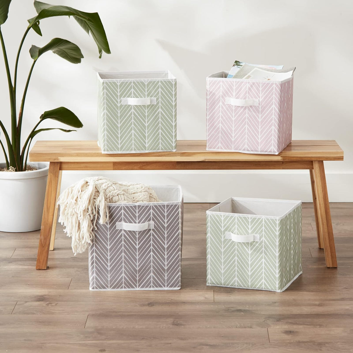 DII cajas de almacenamiento de tela para guardería, oficinas, y organización del hogar, Gris, 13" Large - Set of 2, 1, 1