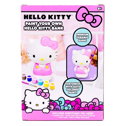Horizon Group USA Hello Kitty Paint Your Own Higgy Bank, Hucha de Monedas para niños, Multicolor