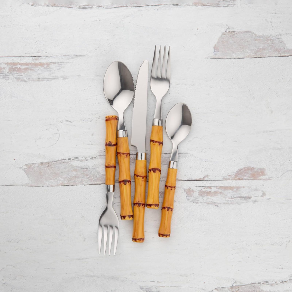 Cambridge Silversmiths Cubiertos Bamboo 20 Piezas Acero 18/0 Mango Plástico Para 4