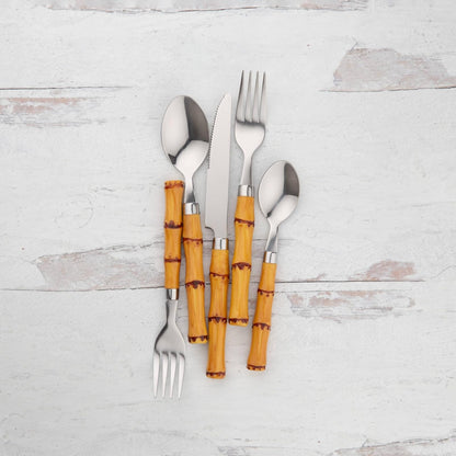 Cambridge Silversmiths Cubiertos Bamboo 20 Piezas Acero 18/0 Mango Plástico Para 4