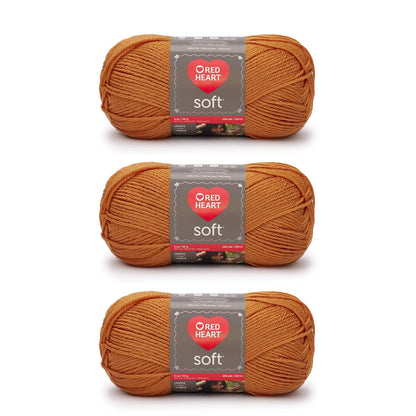 Red Heart Soft Estambre Acrílico, Paquete de 3 - Mandarina Red - 5.5 millimetri