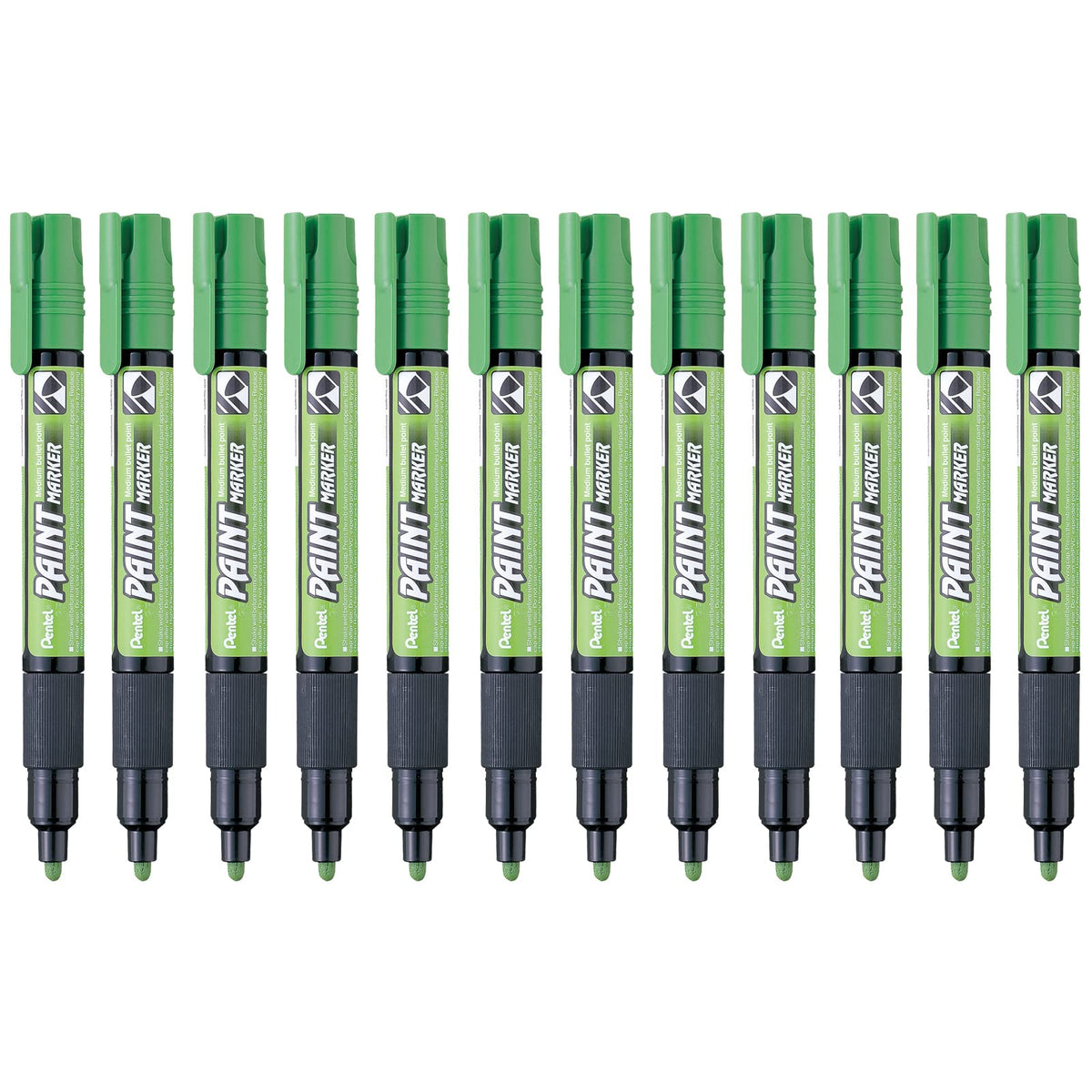 Pentel Marcador Permanente Uso Industrial Caja 12 Piezas - Verde Manzana