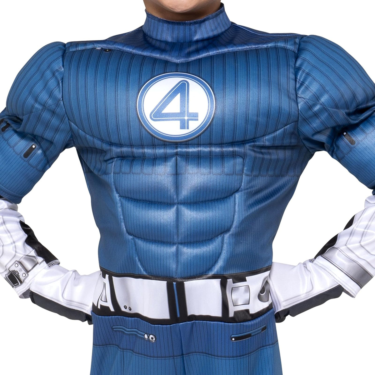 MARVEL Mr. Fantastic - Disfraz oficial de Halloween para jóvenes, overol acolchado de alta calidad con botas y guantes (L)