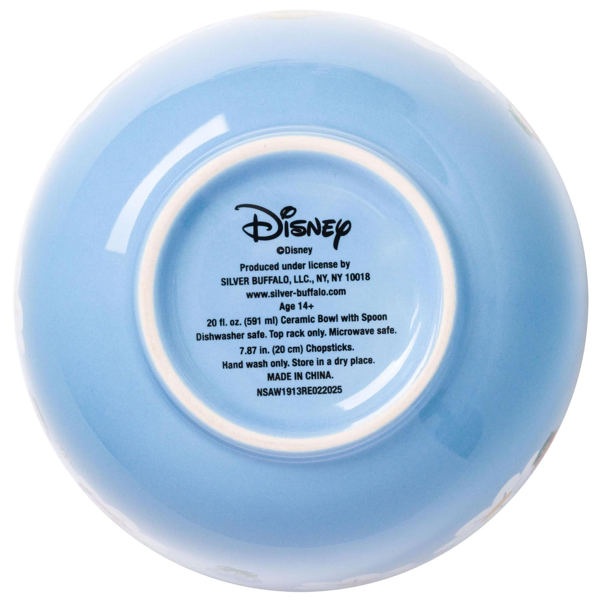 Silver Buffalo Alicia in Wonderland Wildflower Character Toss 20 onzas de cerámica Ramen Bowl con palillos y cuchara