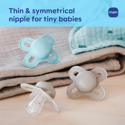 MAM Original Start - Chupones para bebé de 0 a 3 meses de silicona suave | Pezón de silicona suave para la piel, desarrollado con expertos médicos especialmente para bocas más pequeñas, sin BPA