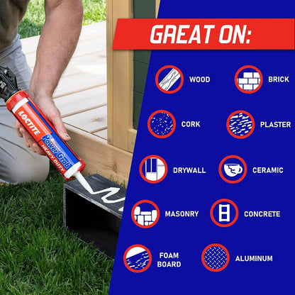 Loctite Power Grab Express - calcomanía de construcción resistente, pegamento de construcción versátil para madera, pared, azulejos, tablero de espuma y más, cartucho de 9 onzas líquidas, paquete de 1