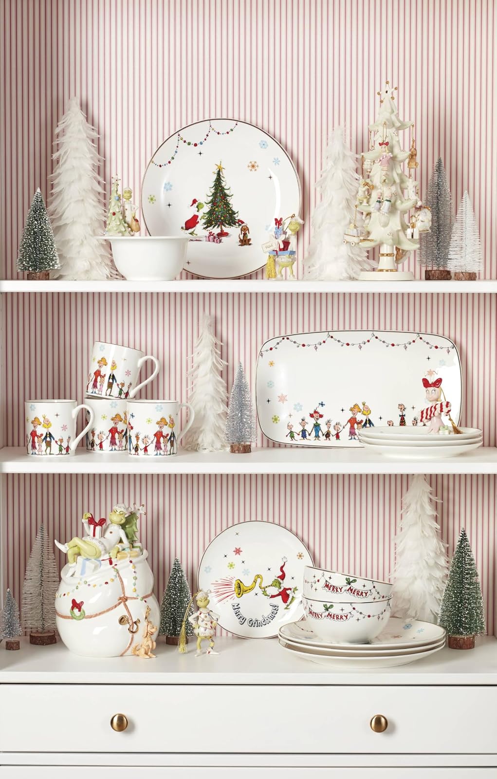 Lenox 895054 Merry Grinchmas - Juego de 4 tazas de Navidad de 14 onzas, vasos de Navidad