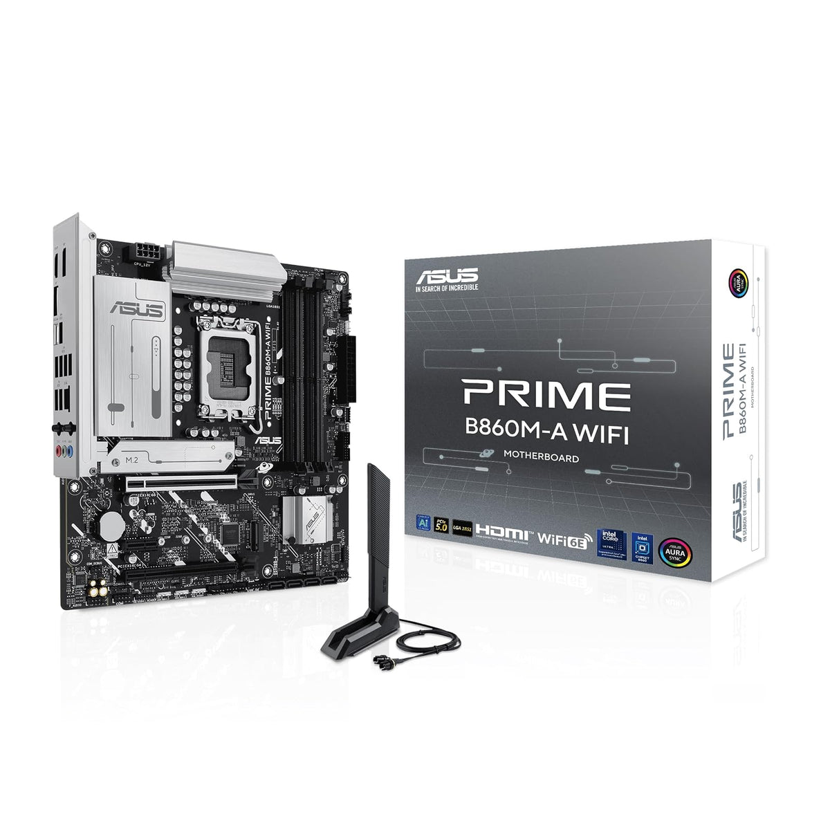 ASUS Prime B860M-A WiFi Mainboard Socket Intel LGA 1851 (Intel B860, mATX, Memoria DDR5, PCIe 5.0, 1 x PCIe 4.0 M.2, WiFi 6E, Aura Sync)