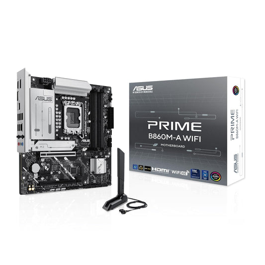 ASUS Prime B860M-A WiFi Mainboard Socket Intel LGA 1851 (Intel B860, mATX, Memoria DDR5, PCIe 5.0, 1 x PCIe 4.0 M.2, WiFi 6E, Aura Sync)