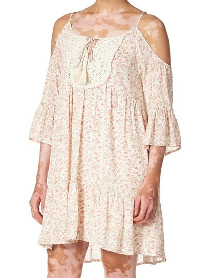 Jolt Vestido de Mujer con Hombros Descubiertos con Estampado Floral Escalonado