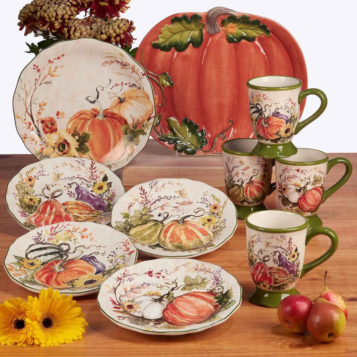 Certified International Harvest Morning - Platos de cena de 11 pulgadas, multicolor, grande, juego de 4