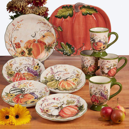 Certified International Harvest Morning - Platos de cena de 11 pulgadas, multicolor, grande, juego de 4