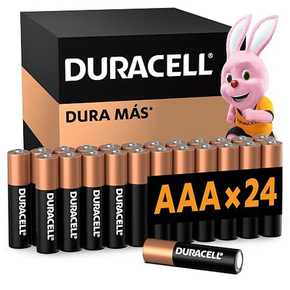 Duracell Pilas Alcalinas AAA, Paquete de 24 Baterías 1.5V, Larga Duración