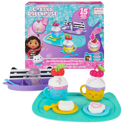 Gabby´s Dollhouse, Set de Postres y Chocolates, Conjunto de Cocina con Fiesta de Chocolate Caliente con Fruta y Confeti