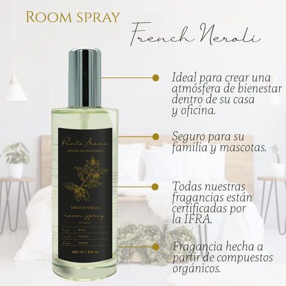 Punto Aroma - Home Mist 250ml - Ambientador de Fragancia Premium - Air Freshener - Spray aromatizante con atomizador - Ideal para casa, automóvil, oficina, carro, baño (French Neroli)