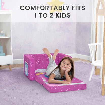 Delta Children Silla Unicornio Cozee Flip-out Convertible 2 en 1 Sillón Reclinable para Niños - Ligera y Portátil