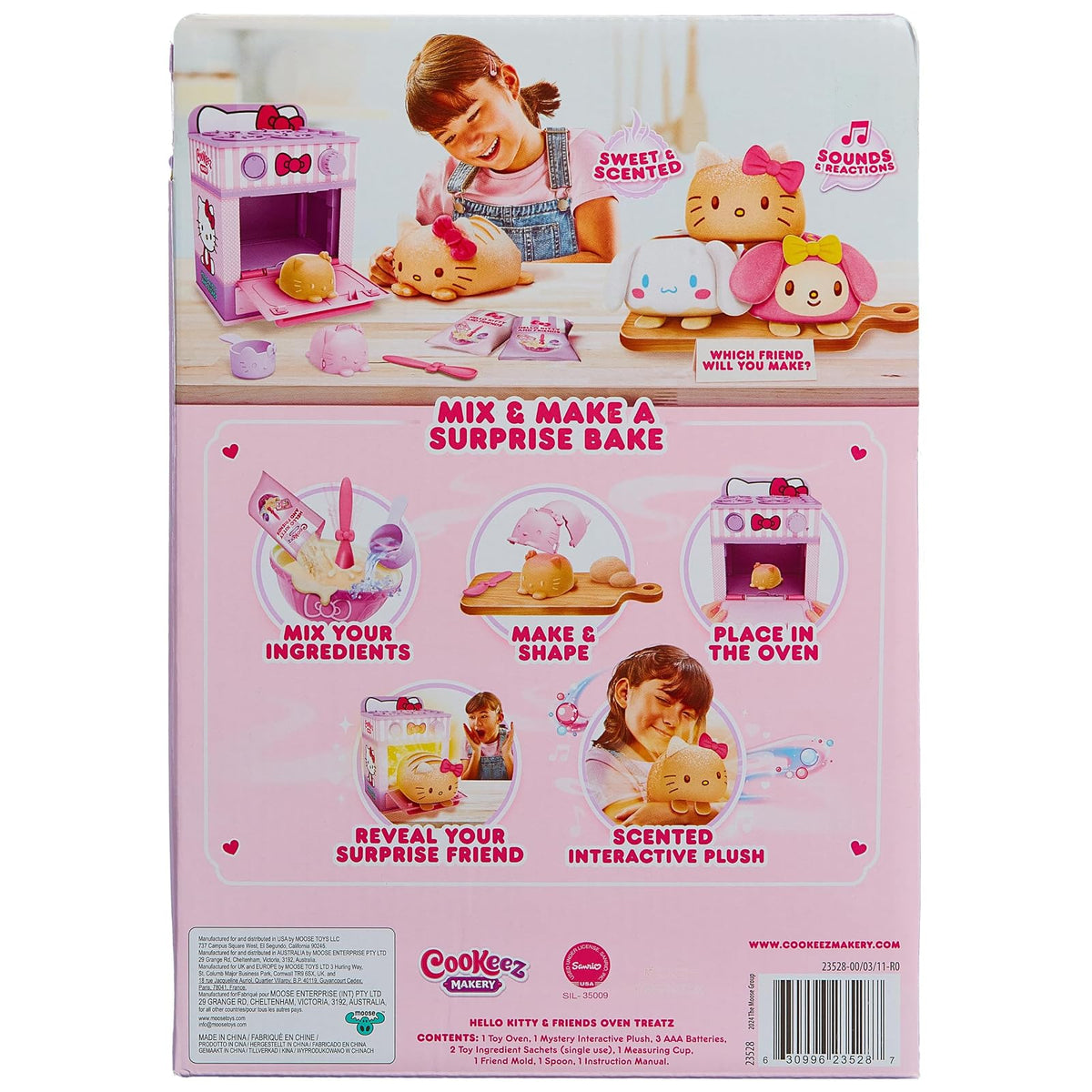 Cookeez Makery - Set de Juego Horno Mágico Hello Kitty and Friends para Niñas, Peluche Sorpresa Interactivo con Aroma, Incluye Accesorios