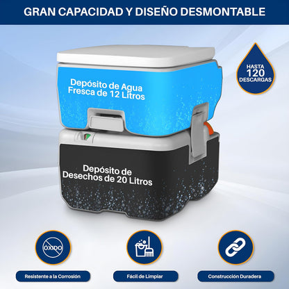 Serenelife Slcatl320 - Retrete Portátil con Bomba de Pistón de Descarga