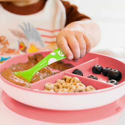Munchkin Stay Put Platos De Succión Dividida Para Niños Pequeños, Azul/Verde