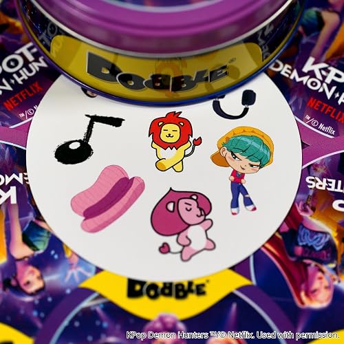 DOBBLE Spot IT K Pop Demon Hunters, Juego de Cartas, Edición Temática K-Pop