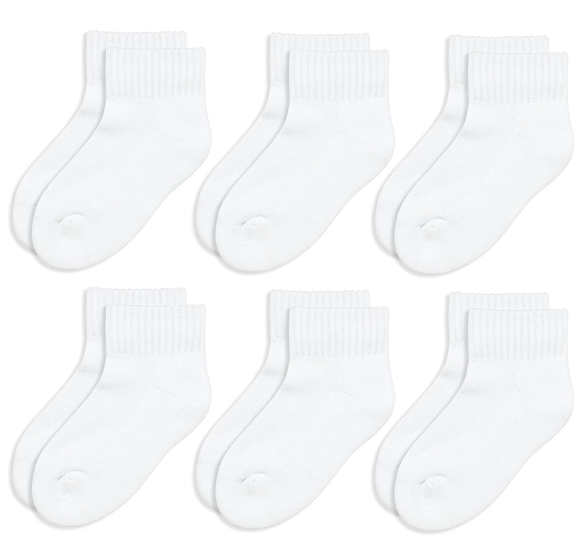 Jefferies Socks Calcetines Deportivos Niños Unisex 6 Unidades Blancos Calcetines Deportivos Sin Costuras (Paquete de 6)