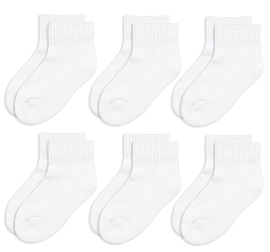 Jefferies Socks Calcetines Deportivos Niños Unisex 6 Unidades Blancos Calcetines Deportivos Sin Costuras (Paquete de 6)