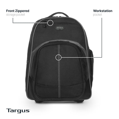 Targus Kompakter Roll-Rucksack für Business, Studenten und Reisen, Pendler, strapazierfähiges Material, Tablet-Tasche, abnehmbare Laptop-Schutzhülle