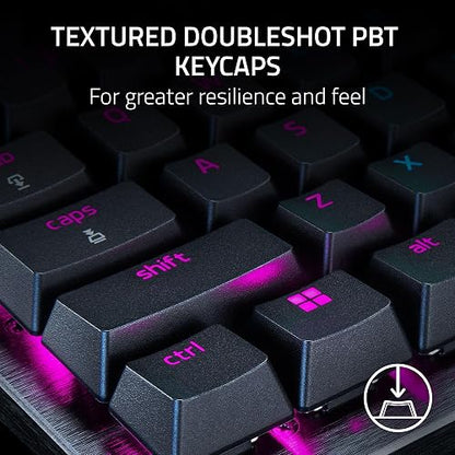 Razer Huntsman V3 Pro TKL Teclado para Esports: Interruptores Ópticos Analógicos - Snap Tap - Disparador Rápido - Activación Ajustable - Teclas Multimedia Y Dial - PBT Doubleshot - Reposamuñecas