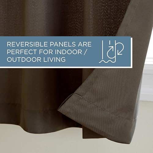 Exclusive Home Indoor/Outdoor Solid Cabana Grommet Top Curtain Panel Pair, Chocolate, 54x96, 2 Piece