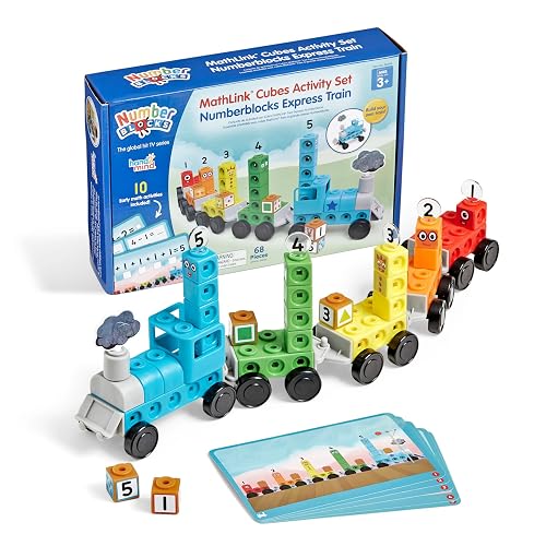 hand2mind Numberblocks Express Train MathLink Cubes Activity Set, Actividades de Aprendizaje Preescolar, Juguete de Tren, Bloques de Conteo, Juguetes Numéricos, Manipuladores Matemáticos