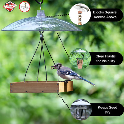 Squirrel Shield - Deflector de ardilla de plástico de 16 pulgadas para comedero de semillas de aves silvestres al aire última intervensión, a prueba de ardillas, protege comederos colgantes y