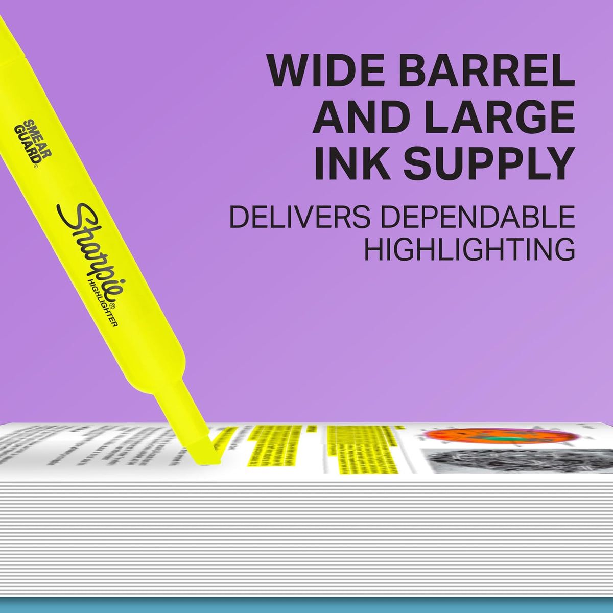 SHARPIE Resaltadores estilo tanque, punta de cincel, amarillo fluorescente, caja de 12 unidades