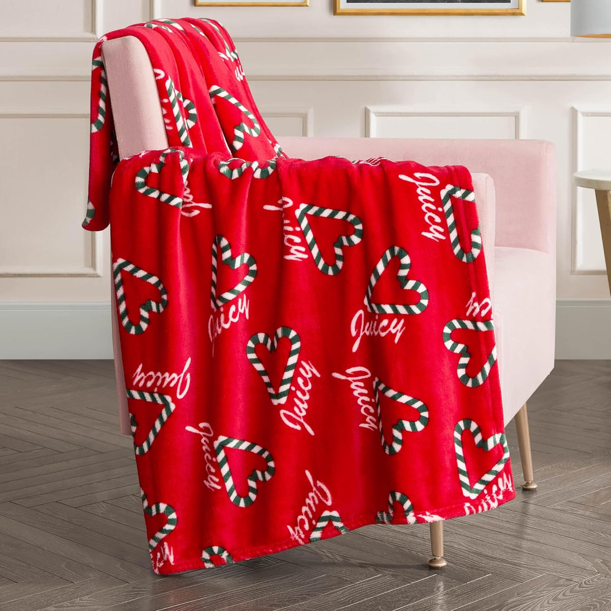 Juicy Couture - Manta de Peluche de 50 x 70 Pulgadas, Color Rojo