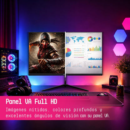 Xzeal Monitor 21.5" XST 580-1 Panel Plano VA HD 100Hz 5ms 1xVGA + 1xHDMI + 1xDC + Vesa 75x75mm Negro