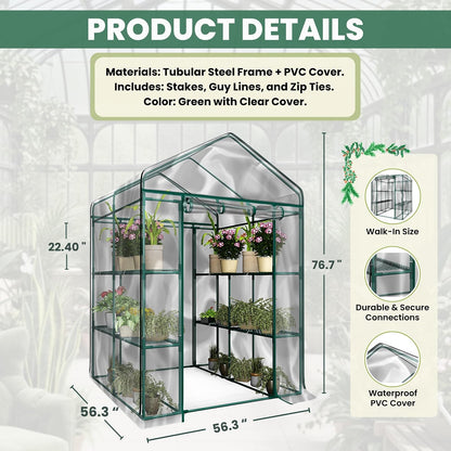 Home-Complete - Invernadero a ras de suelo, interior y exterior con 8 estantes resistentes, para cultivar plantas, plántulas, hierbas o flores en cualquier estación del año, estante de jardinería