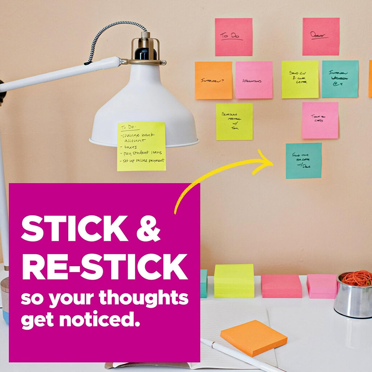 Post-it Notas superadhesivas, 3 x 3 pulgadas, 24 almohadillas para orejas, 2 veces el poder de adherencia, colores primarios (rojo, amarillo, verde, azul), reciclable (654-24SSAN-CP)
