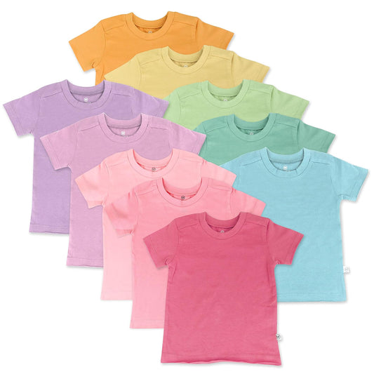 HonestBaby Organic Cotton Short Sleeve T-Shirt Multi-Packs Conjunto de Playeras para bebés y niños pequeñosUnisex bebé