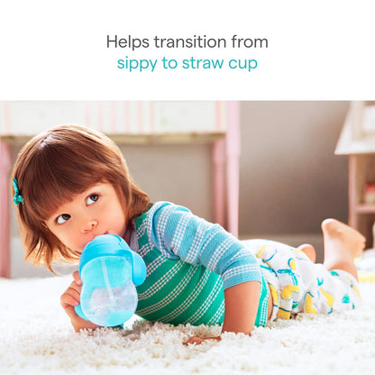 Munchkin Click Lock Weighted Straw Cup, 7 Ounce, 2 Pack, Blue/Green