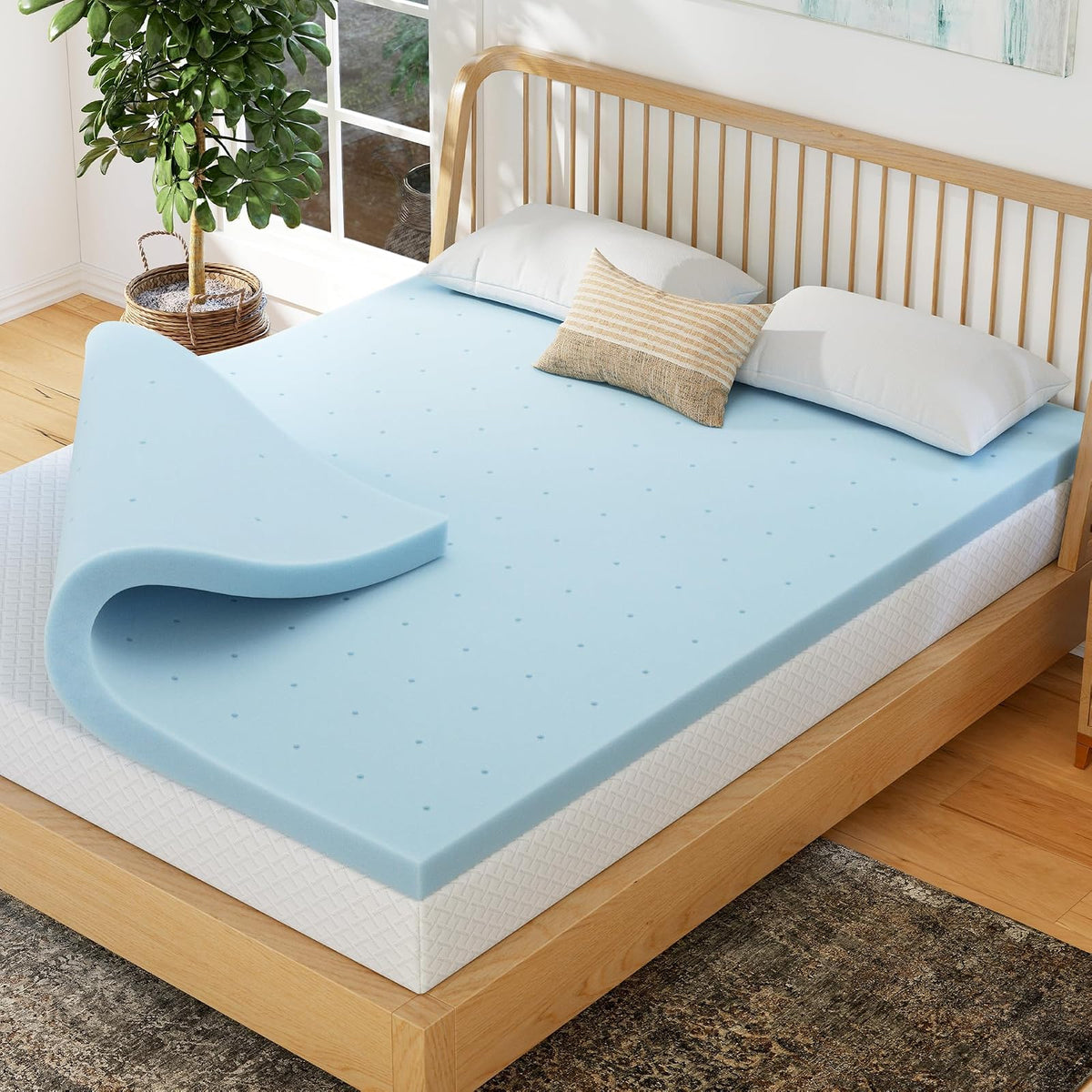 EGOHOME - Colchón de Espuma viscoelástica King de 4 Pulgadas, con infusión de Gel de refrigeración y Almohadilla de Alivio de presión en una Caja, Esencial para la habitación de recámara, Certificado