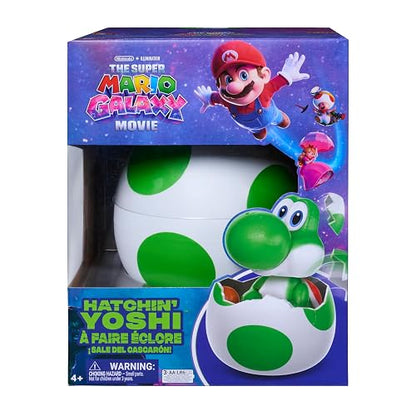 ¡Yoshi Sale del cascarón!, Super Mario Galaxy: La película, Figura de acción interactiva de Huevo de Yoshi con Sonidos, a Partir de 4 años, Pilas Incluidas