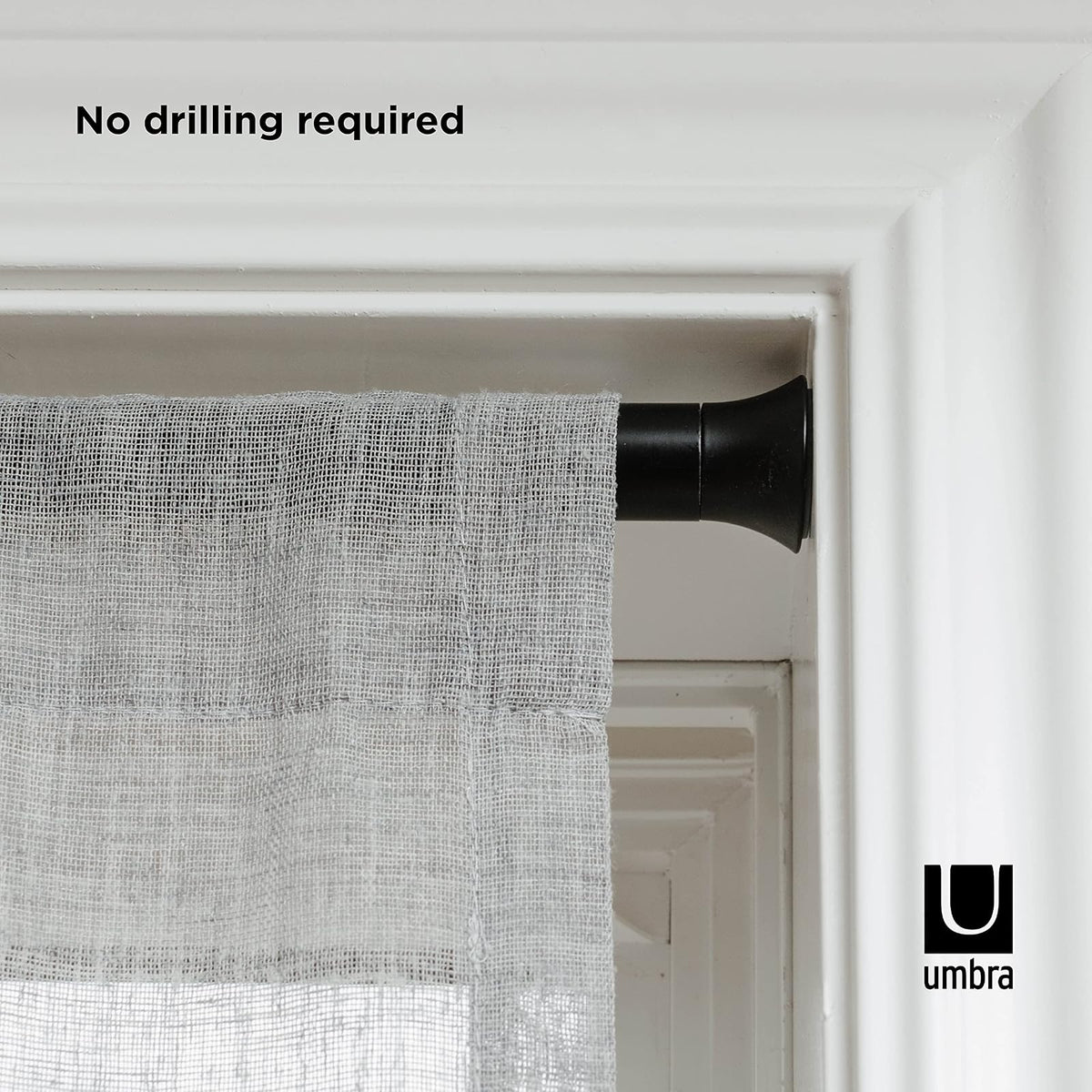Umbra Chroma 7/8-Inch Drapery Tension Rod for Window, 36 to 54-Inch, Black