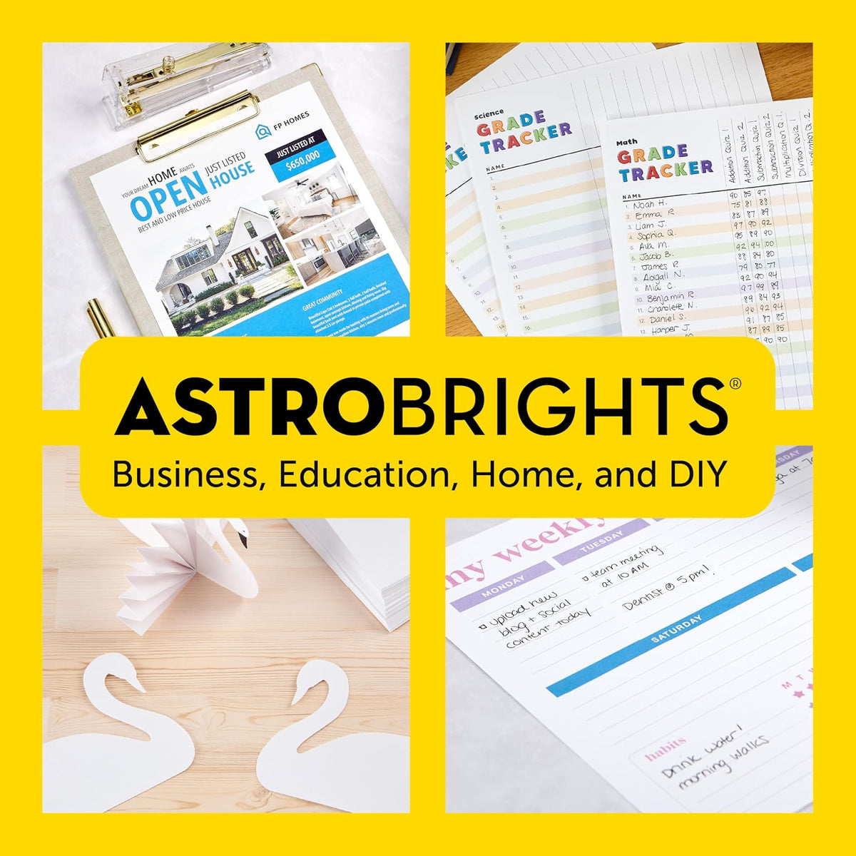 Cartulina blanca Astrobrights Premium, 8.5 x 11 pulgadas, 100 libras. índice, 94 Brillo, 235 hojas – Tarjeta blanca Astro pesada para invitaciones, tarjetas de visita, manualidades e impresión