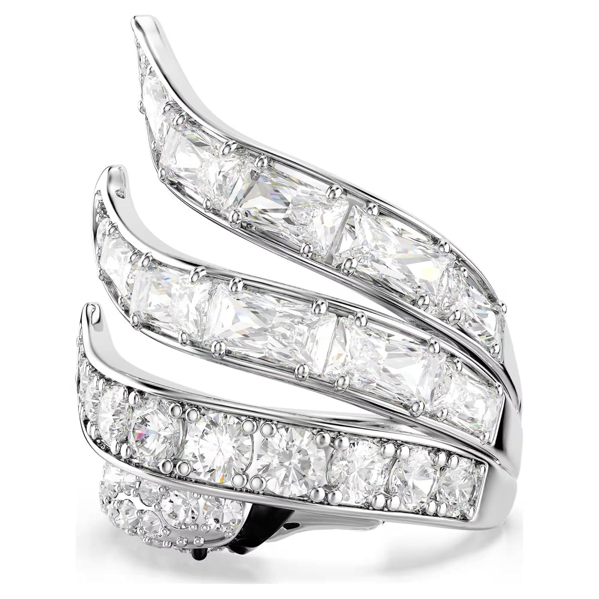 Anillo de cóctel Vienna, Tallas mixtas, Cisne, Blanco, Acabado en rodio