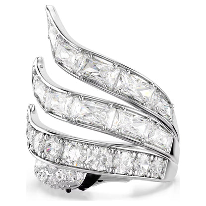 Anillo de cóctel Vienna, Tallas mixtas, Cisne, Blanco, Acabado en rodio