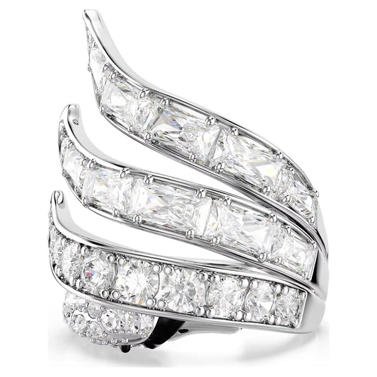 Anillo de cóctel Vienna, Tallas mixtas, Cisne, Blanco, Acabado en rodio