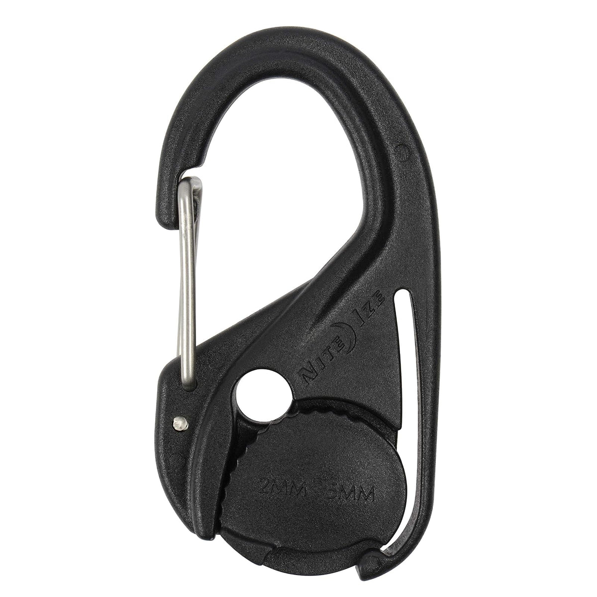 Nite IZE NCJ-25-2R3 CamJam - Tensor de Cuerda de Amarre con Clip de mosquetón, Paquete de 2 con cordón, Negro, 2 Unidades