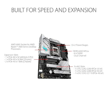 ASUS ROG Strix B650-A Gaming WiFi Tarjeta Madre AMD WiFi 6E para PC Gaming | ATX, AMD AM5 (Ryzen 9000/7000), DDR5 hasta 7600+ (OC), PCIe 4.0 x16, 3 ranuras M.2 (1 PCIe 5.0), VRM 12+2, WiFi 6E, de ASUS