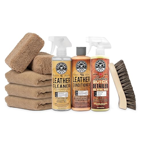 Chemical Guys HOL303 Kit Limpiador y Acondicionador de Cuero para Interiores, Muebles y Botas, 9 Piezas