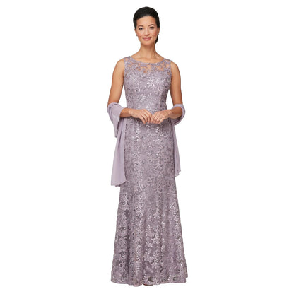 Alex Evenings Vestido Largo sin Mangas con Detalle de abalorio Falsa cinturón y Chal Vestido para Ocaciones Especiales para Mujer