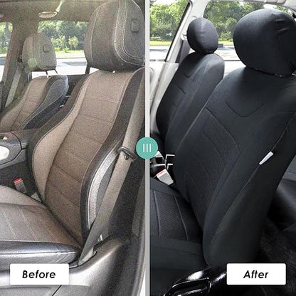 FH GROUP Universal Fit Full Set Sports Fabric Car Seat Cover with Airbag & Split Ready, (Black) (FH-FB070115, Fit Most Car, Truck, SUV, or Van)